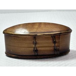 Thai AKHA Hill Tribe Bamboo Mulberry Wood Oval Tobacco Box‎ 2.5”
